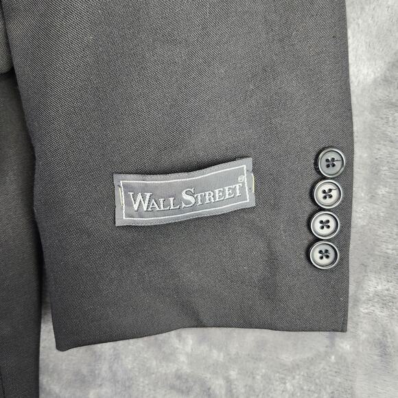 NWT Wall Street Mens Blazer Black 44 Long Polyester/Wool Blend - Picture 5 of 12